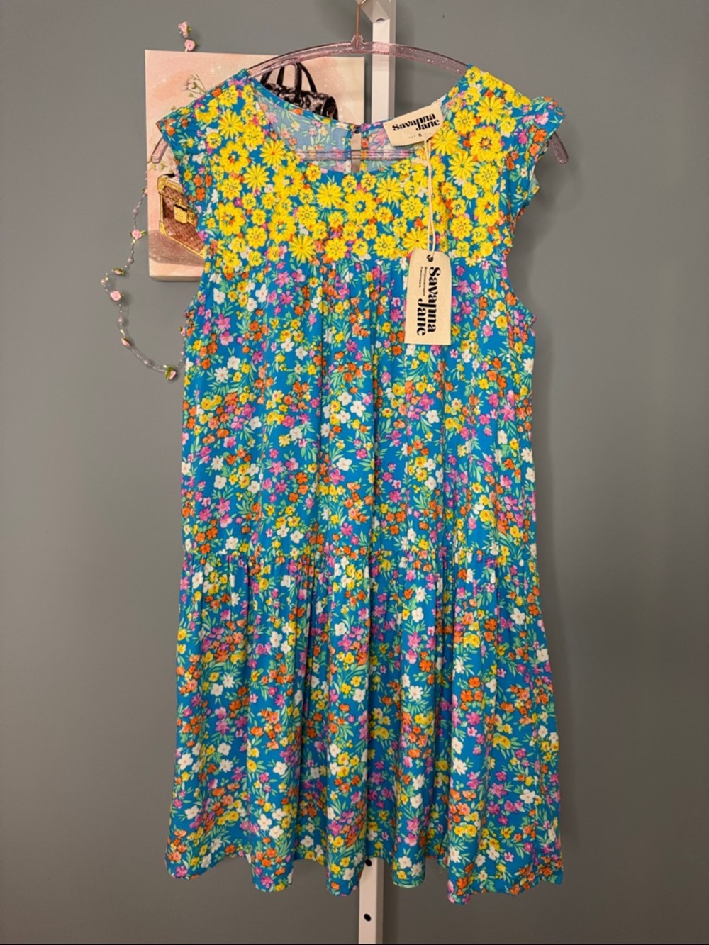154 • Savanna Jane Embroidered Blue & Yellow Floral Sundress - Picture 2 of 7